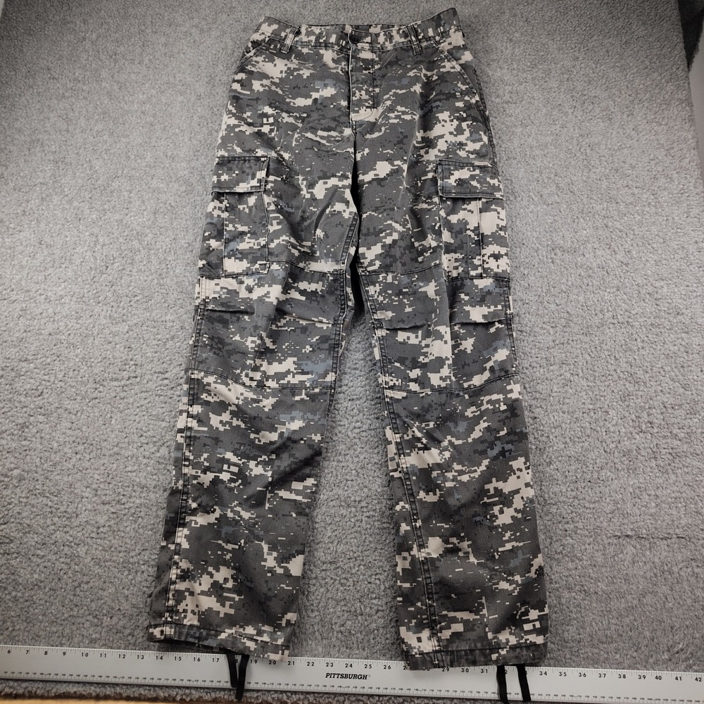 Rothco Cotton Cargo Pants Mens Small BDU Digital Camo Grey Tactical Military EUC